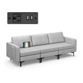 thumbnail image 6 of Resenkos Convertible Leather Sofa Couch with Magazine Pockets 3-Seat with 2 USB Port-Light Gray, Sectional Sofa Couch Living Room Sleeper Set, 6 of 8
