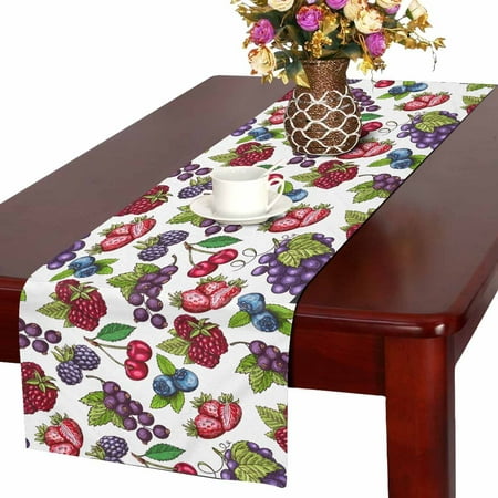 MKHERT Berry Pattern Table Runner, Summer Fruit Table Cloth Runner for Wedding Party Banquet Decoration 14x72