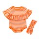 thumbnail image 1 of Gibobby Mameluco polar de manga corta con volantes para niños y niñas, mono, monos para recién nacidos, ropa(Naranja, 12-18 Meses), 1 of 5