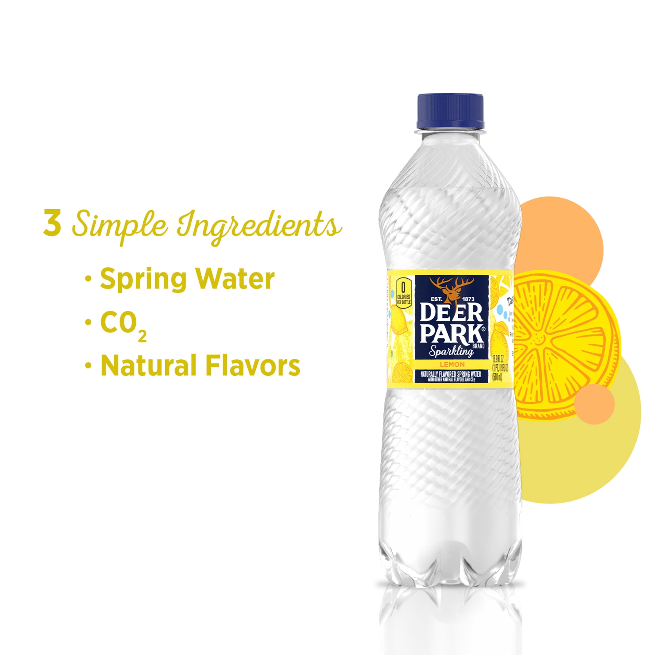 Deer Park Sparkling Water, Lemon, 16.9 Oz. Bottles (24 Count)