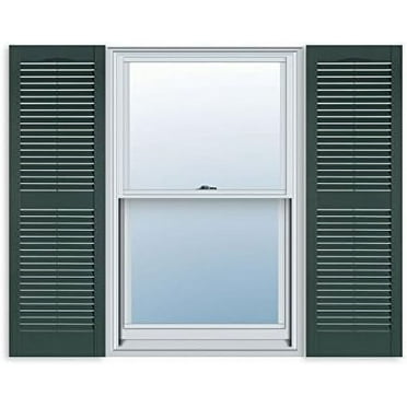 15 Inch x 55 Inch Standard Louver Exterior Vinyl Window Shutters, Heritage Green (Pair)