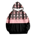 thumbnail image 4 of XIAONU Womens Hoodies Trendy Checkered Printed Drawstring Hoodie Long Sleeved Baggy Pocket Color Blocked Pullover Sport Hoodie, 4 of 4