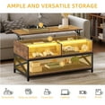 thumbnail image 5 of DWVO Lift Top Coffee Table with LED Lights, Farmhouse Center Table for Living Room, Rustic Brown, 5 of 10