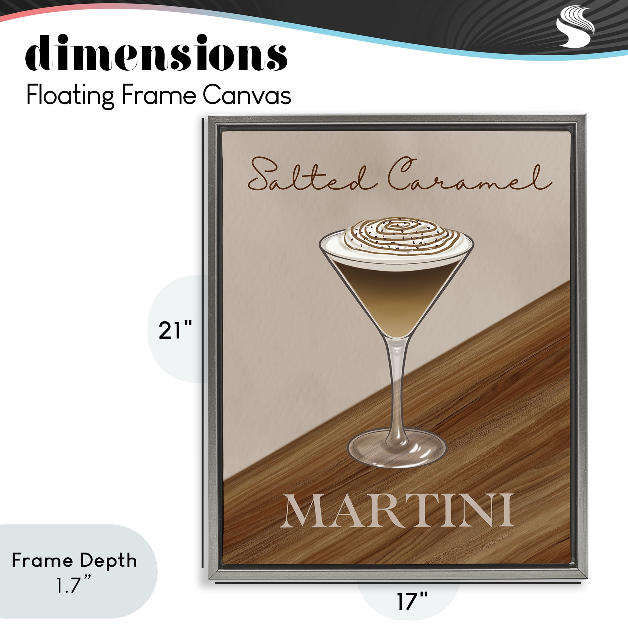 Stupell Industries Salted Caramel Martini Gray Framed Floater Canvas Wall Art, design by Marcus Prime