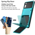 thumbnail image 2 of Case for iPhone XR Case 10R Wallet ID Slot Credit Card Holder Spring Pocket Scratch Resistant Dual Layer Protective Bumper Rugged TPU Rubber Armor Hard Shell Cover for iPhone XR 10R Light Blue, 2 of 14