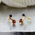 thumbnail image 3 of Gem Stone King 0.94 Ct Round Red Garnet Black Onyx 14K Yellow Gold Earrings, 3 of 4