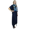 thumbnail image 5 of Bimba Women's Blue Sleeve Asymmetrical Hem Maxi Dress with Scarf-18, 5 of 9