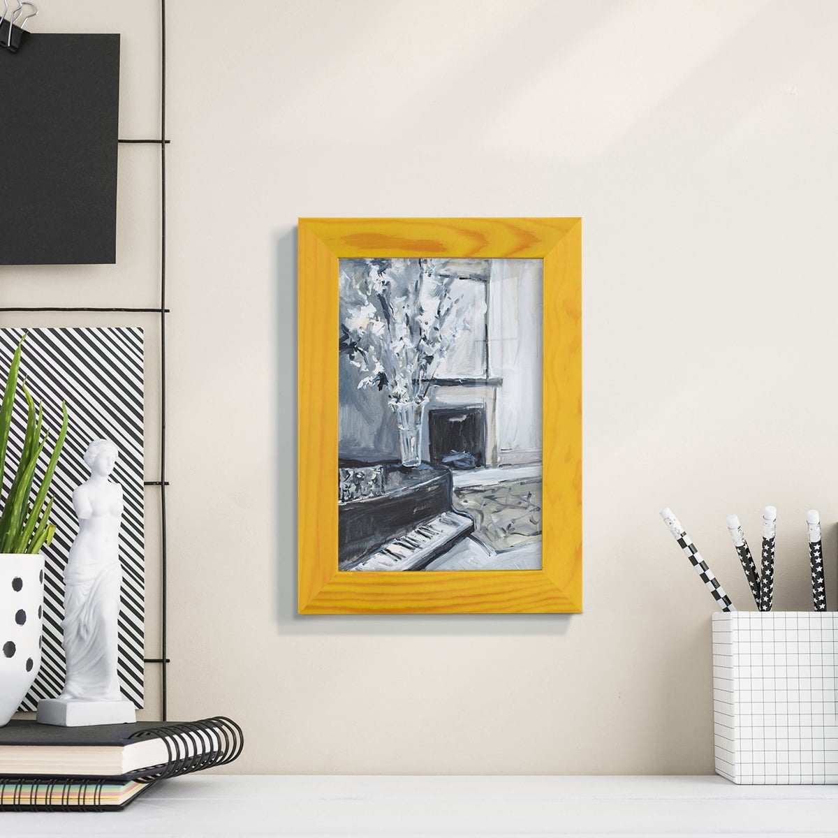Piano Blues III - Framed Print w/glass - Sunflower Yellow