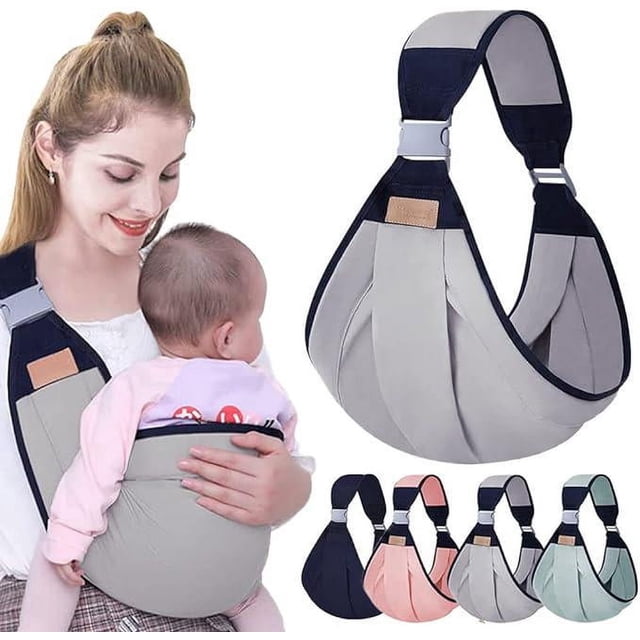 Portabebés (gris), portabebés portátil para niños pequeños con cómoda correa de hombro ajustable, adecuado para recién nacidos y bebés, portabebés suave y antideslizante