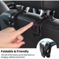thumbnail image 4 of Car Seat Headrest Hooks, 4 Pack Durable Car Back Seat Hooks Hangers For Wallets And Bags Collapsible, 4 of 5