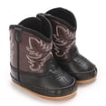 thumbnail image 4 of Beilxfa Newborn Boys Girls Pu Leather Western Boots Cowboy Bootie Soft Sole Non-Slip Crib Shoes For Baby Infant 0-18 Months, 4 of 7