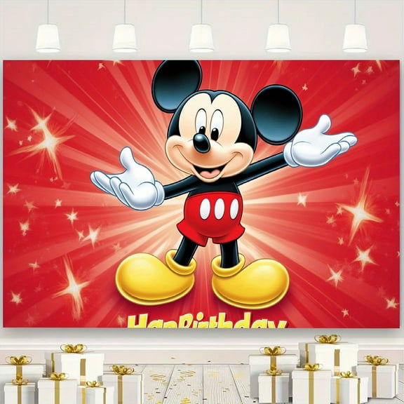 Mickey and Minnie cartoon theme birthday flag Background flag Children's party decoration items Photography photo props 150*100CM