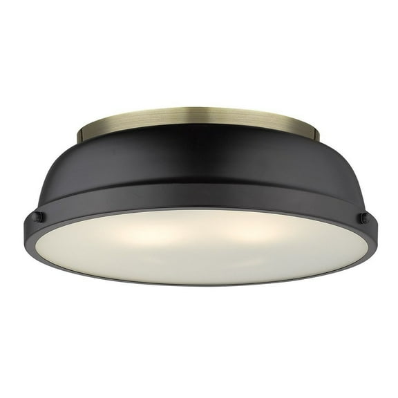 2 Light Flush Mount in Classic Style 4.25 inches High By 14 inches Wide-Aged Brass Finish-Matte Black Shade Color Bailey Street Home 170-Bel-4159388