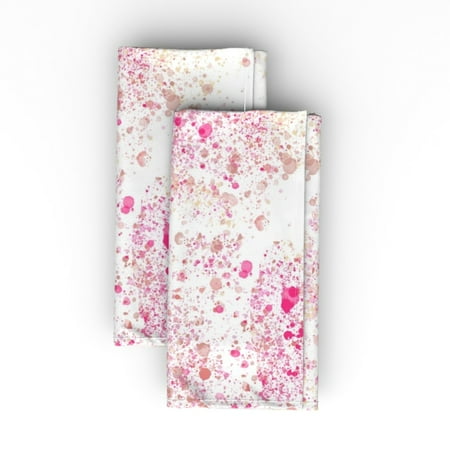 

Linen Cotton Canvas Dinner Napkins (Set of 2) - Pink Blush Beige Paint Splatter Abstract Ink Room Dots Print Cloth Dinner Napkins by Spoonflower