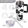thumbnail image 2 of 40 oz Tumbler with Handle and Straw, 100% Leak-Proof Travel Mug, Stainless Steel Double Wall Vacuum Insulated Coffee Cup Keeps Cold For 24 Hours, Pink Cow Print, 2 of 5