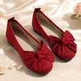 thumbnail image 5 of Viluyesy Womens Ballet Flats Round Toe Faux Suede Bow Slip On Cushioned Breathable Everyday Dressy Flat Shoes Red Size US8.5, 5 of 10