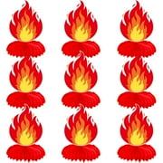 9Pcs Fire Flame CORNET Honeycomb Centerpiecs Flame Theme Centerpieces for Table Fire Flame Birthday Party Decorations for Firefighter Birthday Fire Truck Theme Party Supplies