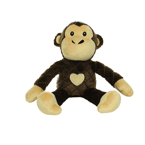Mighty Safari Monkey Plush Dog Toy with Squeakers, Brown