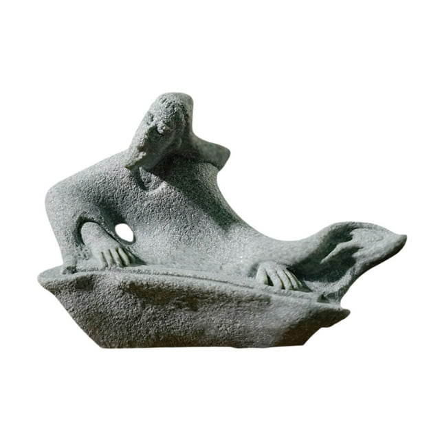 Figura china antigua, estatua, adorno, rocalla artificial, micropaisaje Viejo con cítara