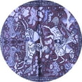 thumbnail image 1 of Ahgly Company Machine Washable Indoor Round Animal Blue Traditional Area Rugs, 5' Round, 1 of 4