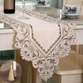 thumbnail image 3 of Fule 16x77in Table Runner Embroidered Floral Lace Fabric Translucent Gauze Table Cloth 2#, 3 of 7