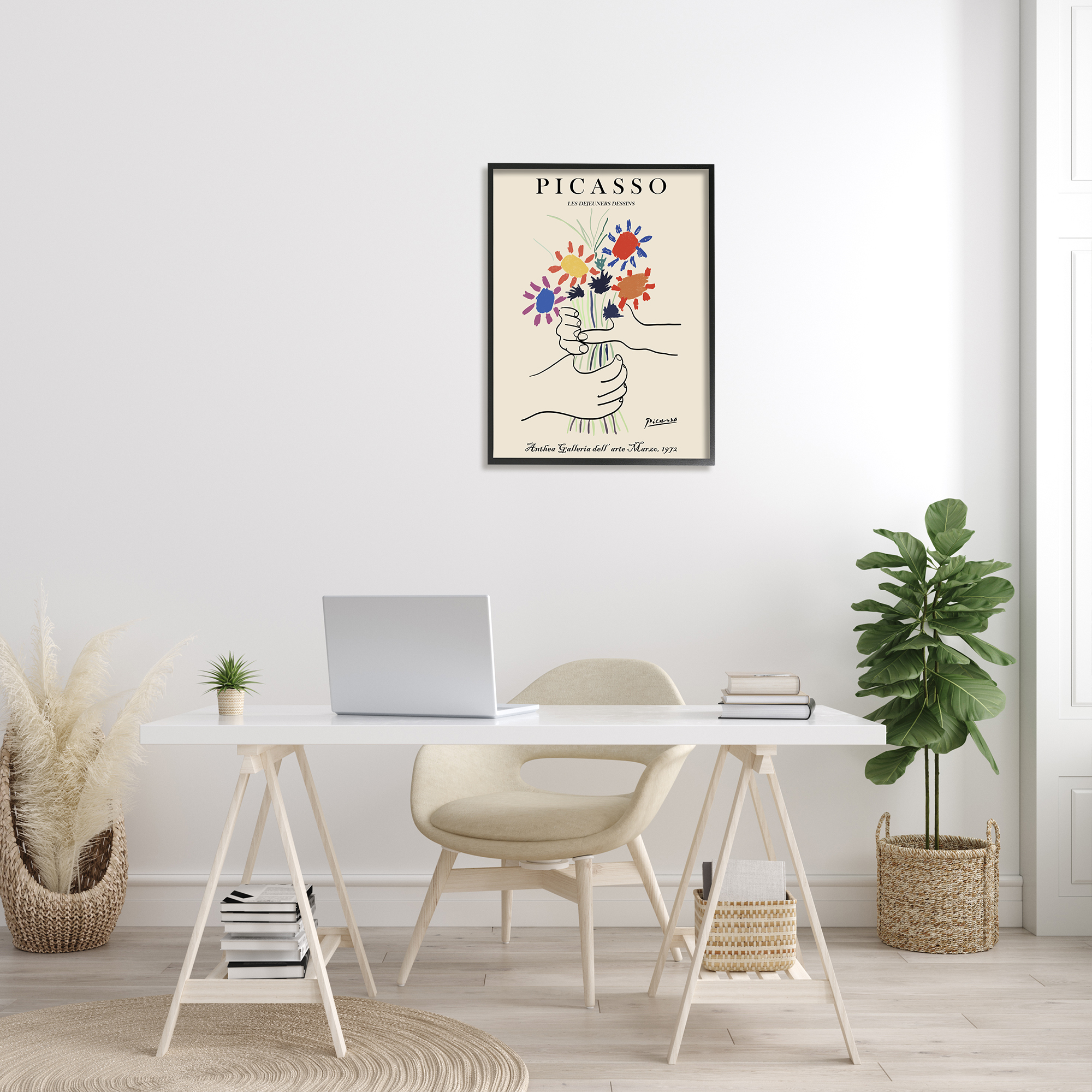 Stupell Industries Classical Picasso Floral Painting Hands Holding Bouquet, 24 x 30, Designed by Ros Ruseva