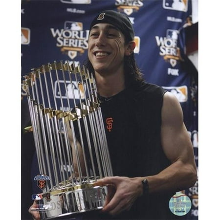 Photofile PFSAAMX15001 Tim Lincecum With World Series Trophy Game Five of the 2010 World Series Sports Photo - 8 x 10