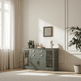 thumbnail image 3 of Large Sideboard Cabinet With Storage,Modern Buffet Cabinet With Glass Doors,Sideboard With Drawers and Adjustable Shelves,For Kitchen And Dining Room,Green, 3 of 10