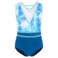 thumbnail image 2 of iiniim Kids Girls Patchwork Printed Dance Leotard Figure Skating Performance Costume Shiny Rhinestone Bodysuit Snowflake 12, 2 of 7
