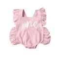 thumbnail image 1 of Baby Girls Summer Sunflower Printed Jumpsuits Newborn Ruffles Sleeveless Open Crotch Romper, 1 of 6