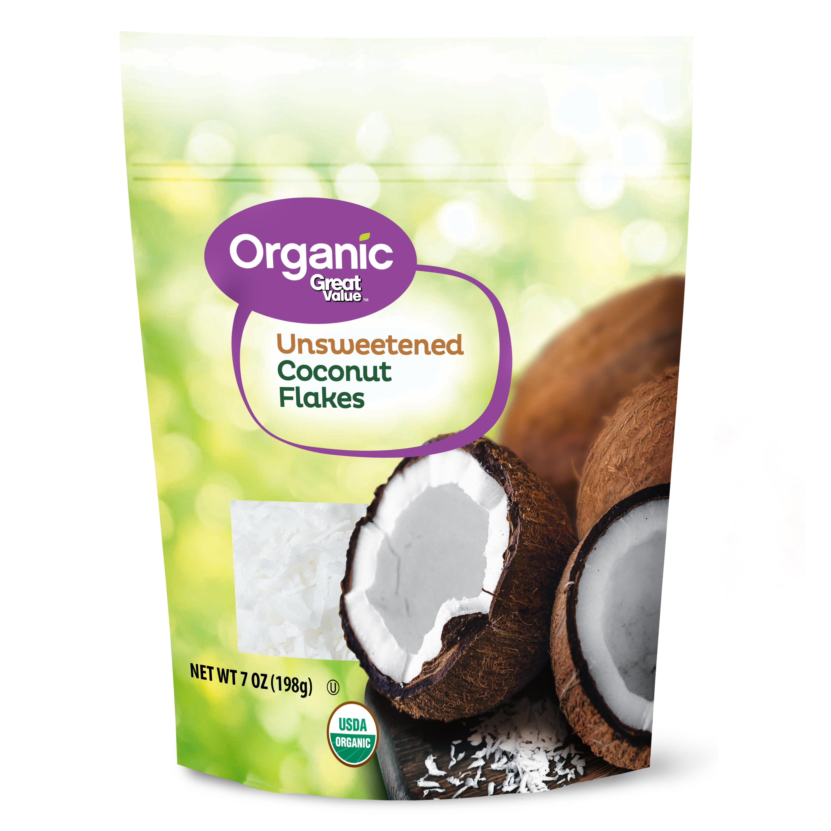 Great Value Organic Unsweetened Coconut Flakes, 7 oz