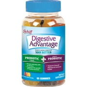 Probiotic Plus Fiber Natural Fruit Flavor Gummies, Digestive Advantage 65 Count In A Bottle - Helps Relieve Minor Abdominal Discomfort & Occasional Bloating, Supports Digestive & Immune Health