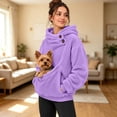 thumbnail image 2 of Women Pouch Hoodie Oversized Hooded Sweatshirt Large Pocket Pet Holder Soft Fabric Pullover Casual, 2 of 9