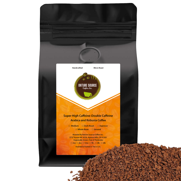 Super High Caffeine Coffee, Double Caffeine, ArabicaRobusta Organic