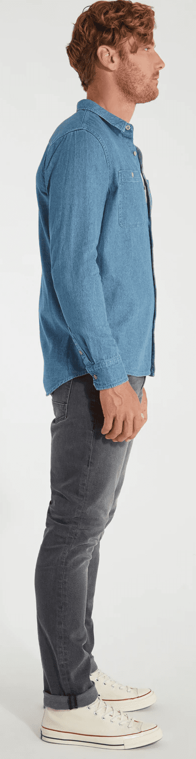 Banks Journal BLUE Shadow Long Sleeve Woven Shirt, US Small 