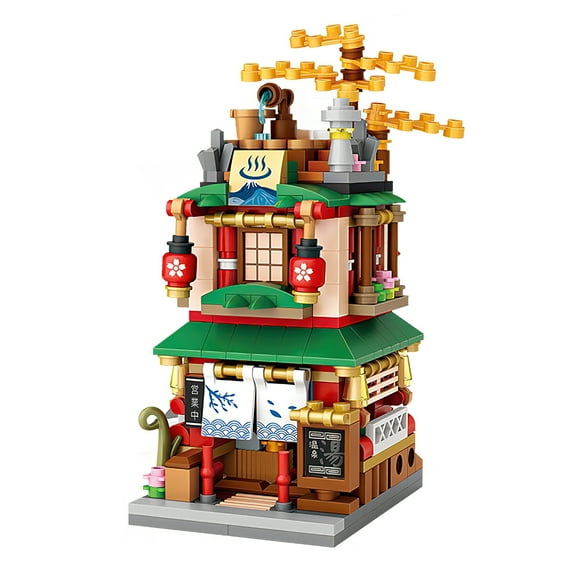 HI-REEKE House Mini Building Block Set Hot Spring House Building Plastic Toy Gift for Kid Multicolor