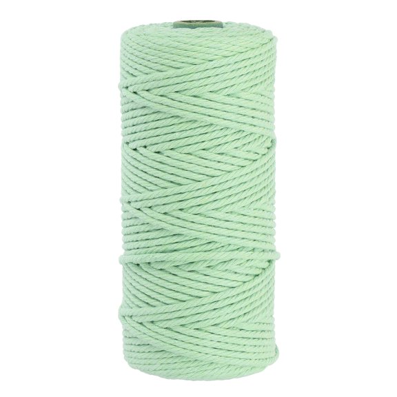 Uxcell 3 mm x 109 Yard Macrame Cord Soft Cotton Colored Crafts Yarn Rope Light Green