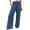 Dark Blue*, variant on Women's Pants Stretch High Waisted Wide Leg Solid Color Casual Bottoms with Pockets Daily Wear Trendy Trip Trousers
