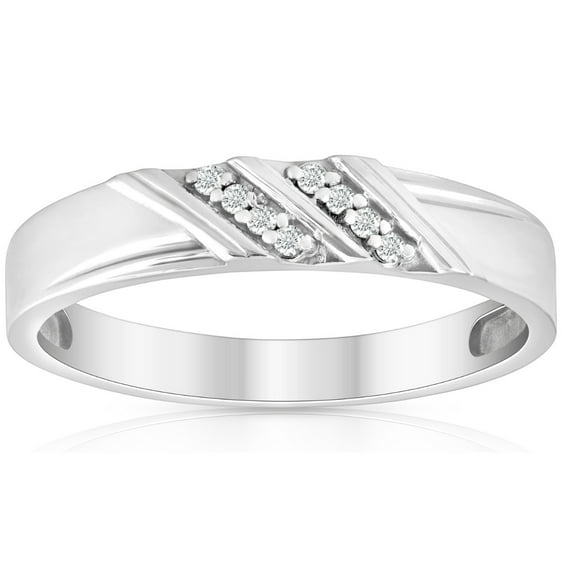 Pompeii 1/10ct Diamond Mens Ring 14K White Gold (G/H,SI2)