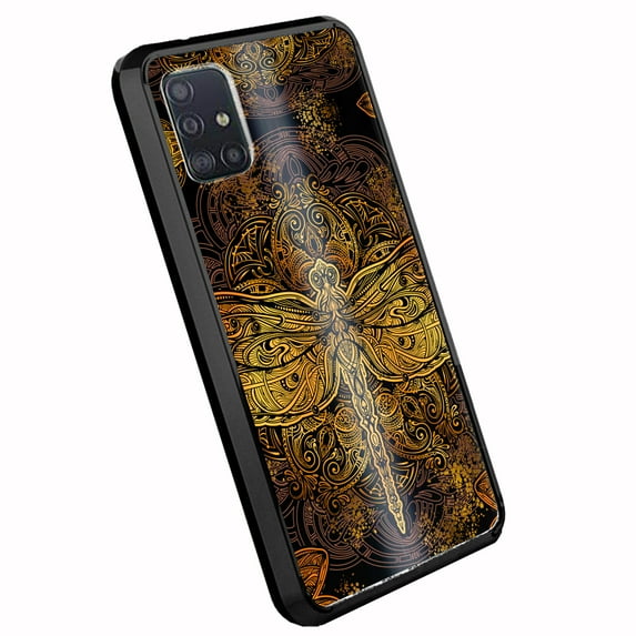 DALUX Ultra Slim PC-TPU Phone Case Compatible with Samsung Galaxy A51 5G (2020) - Brown Dragonfly