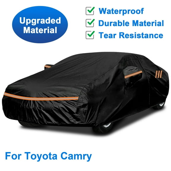For Toyota Camry Car Cover Waterproof Sedan Cover Outdoor Rain Snow Dust Sun Protection All Weather Black
