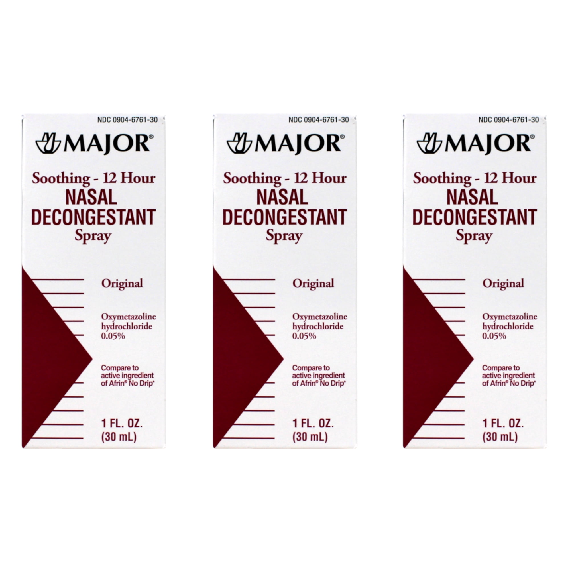 MAJOR 12 Hour Nasal Decongestant Spray 1 oz (Pack of 3)
