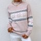 thumbnail image 4 of Suéter Suéter de punto para mujer, medio cuello alto, estampado de copos de nieve, jerséis de ganchillo, manga larga, estilo navideño, traje informal para vacaciones Kuymtek Rosa T M para Mujer, 4 of 6
