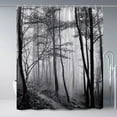 thumbnail image 2 of Misty Forest Shower Curtain - Black & White Foggy Nature Landscape, Grey Fantasy Fog Tree, Rustic Farmhouse Outdoor Bath Curtain, Includes Hooks, 70Wx70H Inch, Perfect for Nature-Lovers, 2 of 6