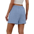 thumbnail image 6 of ClodeEU Women's Elastic Waist Shorts,Casual Solid Color Loungewear Shorts with Pockets Light Blue,Women's Plus XXL, 6 of 9