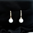 thumbnail image 3 of Freshwater Pearl Drop Earrings with Diamond, J Hoop Earrings (14 Carat, AAA Quality), 10K Yellow Gold, 3 of 6