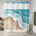 thumbnail image 6 of No Hook Shower Curtain, Turquoise Ocean Shower Curtains for Bathroom with See Through Top Window, Gradient Brown Shore Sandy Beach Abstract Waterproof & Washable Bath Curtain Standard 72"x72", 6 of 9
