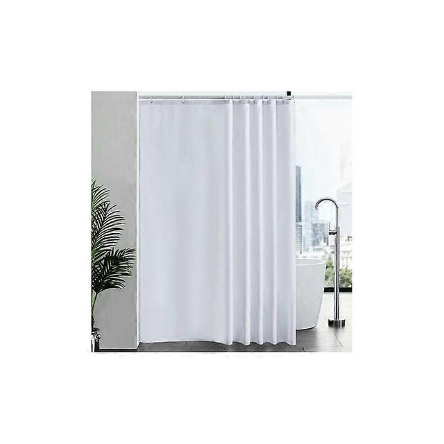 1 Pce Rideau de Douche Résistant à la Moisissure Lavable Tissu Imperméable Grand Polyester Rideaux de Douche pour Baignoire Ou Salle de Bain Blanc 200x220cm