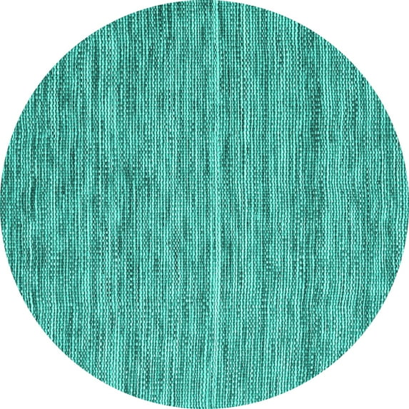 Ahgly Company Machine Washable Indoor Round Abstract Turquoise Blue Contemporary Area Rugs, 5' Round