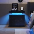 thumbnail image 4 of Nightstand LED Bedside Table Cabinet Lights Modern End Side with 2 Drawers for Bedroom, 4 of 6